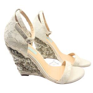 Betsey Johnson Wedding Wedges- SB-Alisa-Blue By Betsey Johnson-Bridal Heels-7.5